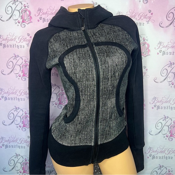 lululemon athletica Tops - Lululemon scuba hoodie heathered grey and black zip up black sweater lounge yoga